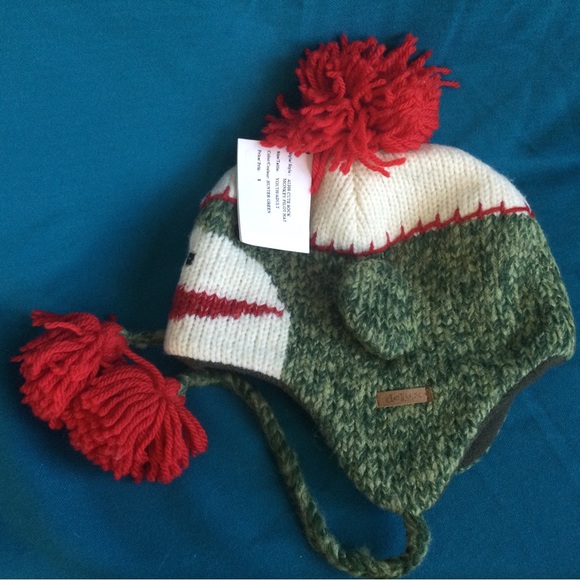 Delux Wool Blend Sock Monkey Pilot Toque Hat Hand made Green NWT - Picture 7 of 10